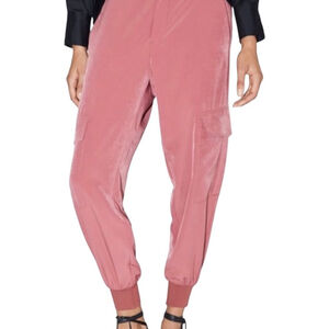 Zara Silky Cargo Joggers Size L Pink NWT